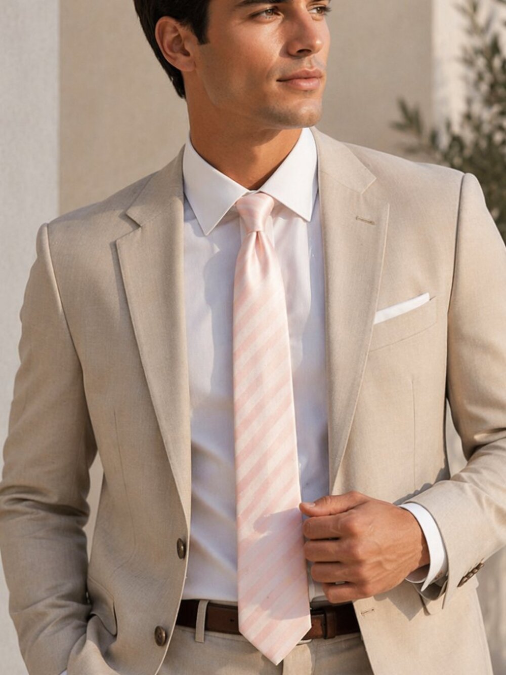 Puccini Light Pink Striped Tie Classic Men’s Necktie